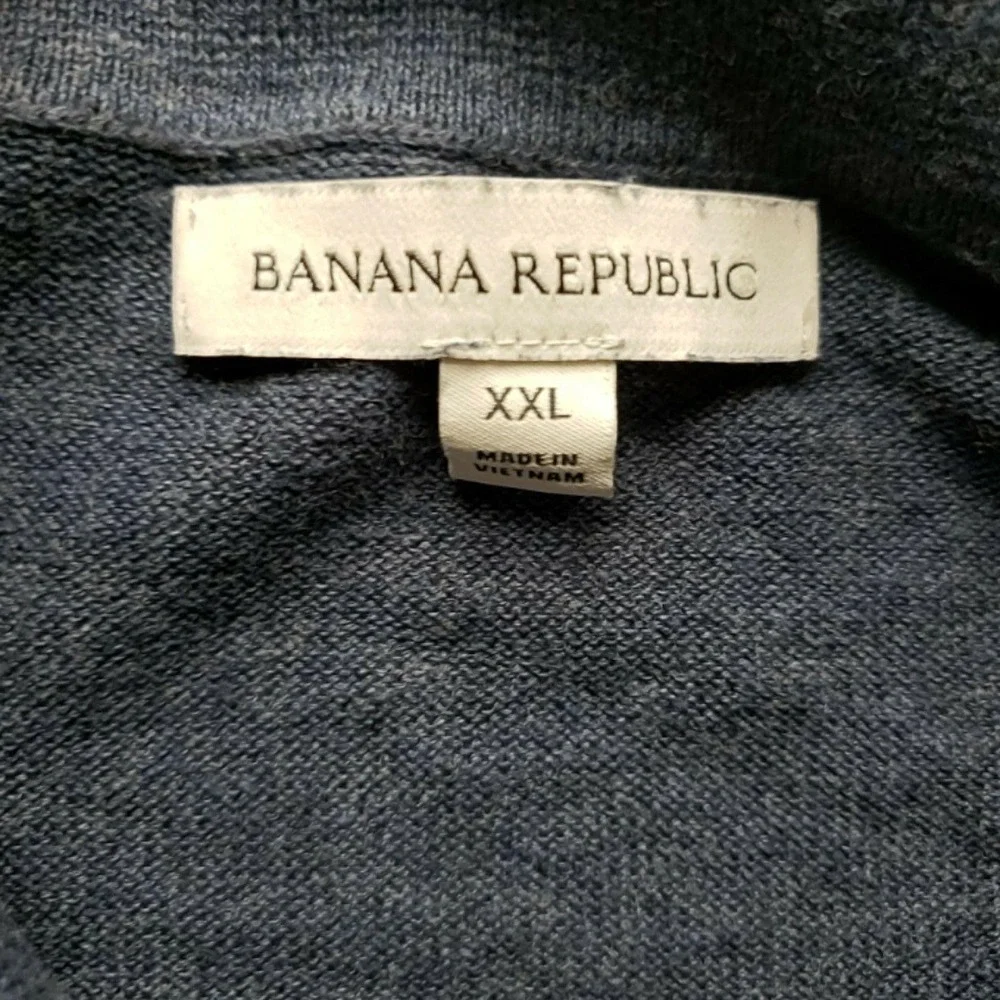 Banana Republic Polo Shirt Mens 2XL Blue Linen Cotton Short Sleeve Knit Top